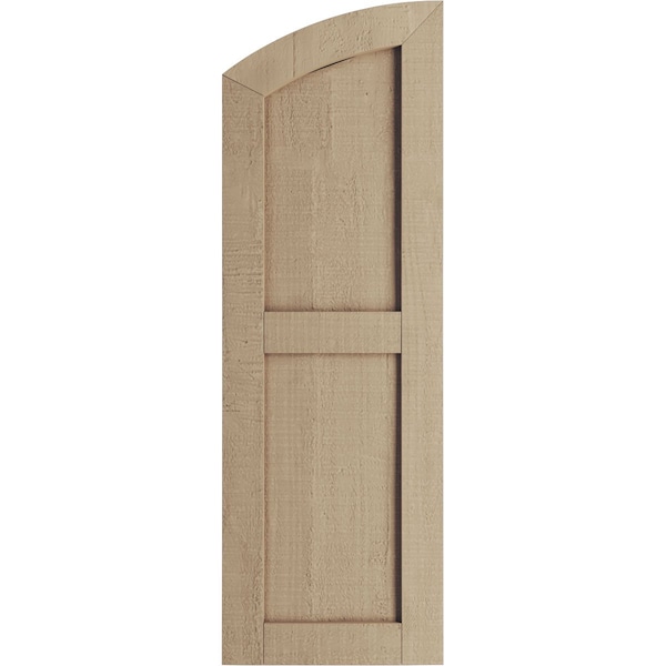 Rough Cedar 2 Equal Flat Panel W/Elliptical Top Faux Wood Shutters, 12W X 52H (48 Low Side)